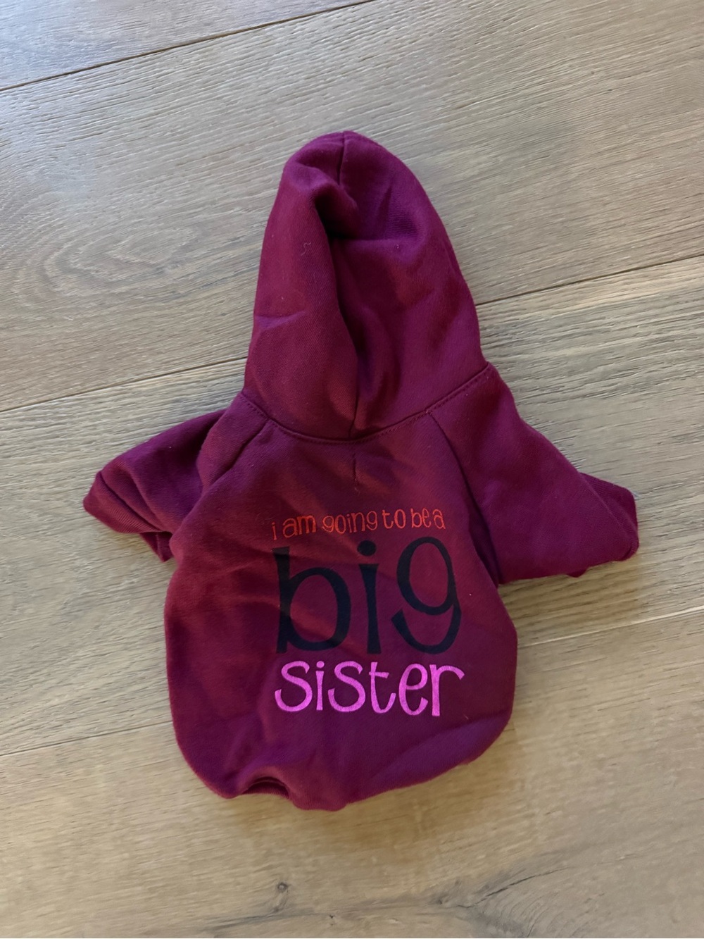 Dog Hoodie “I’m going to be a big sister” - size Small